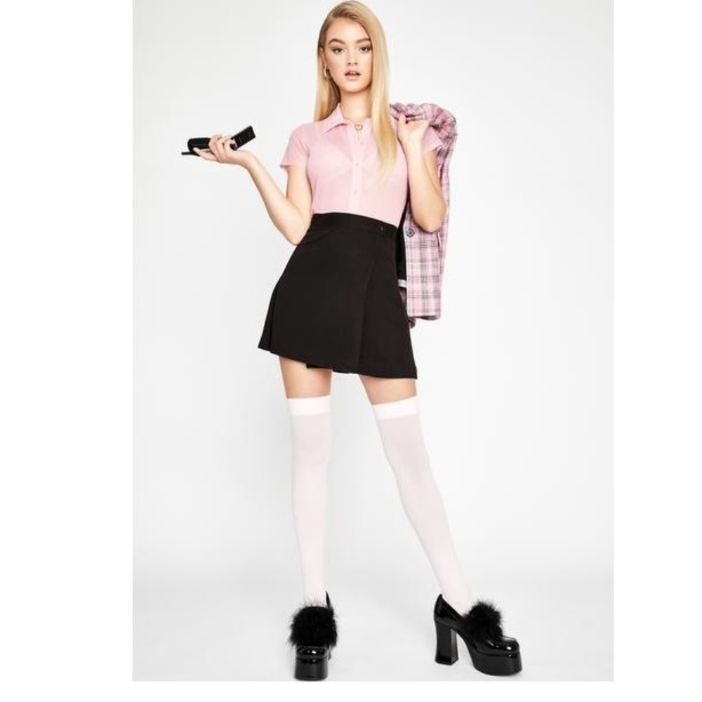 Sugar Thrillz black wrap front pleated mini skirt
